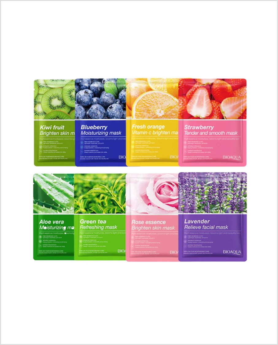 Bioaqua Pack Of 5 Fruit Plant Extract Moisturizing Brighten Facial Sheet Mask