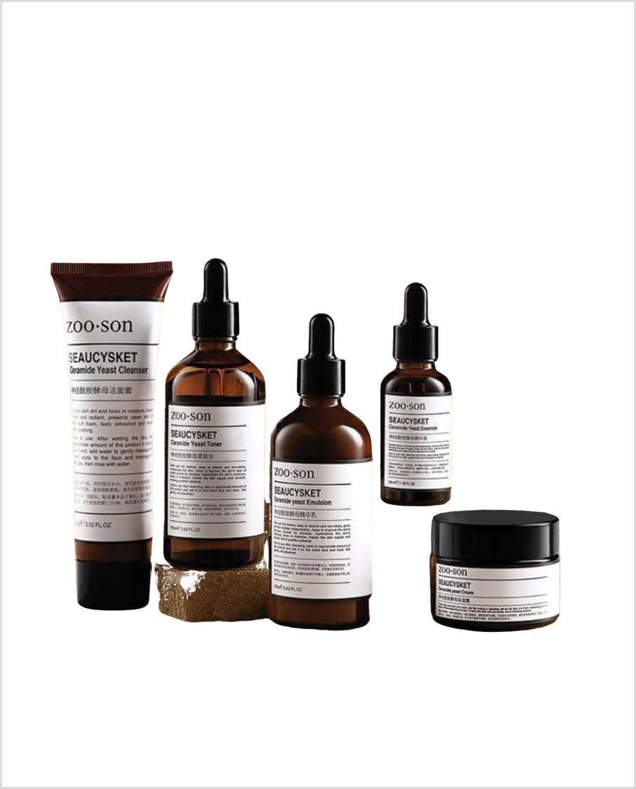 korean yeast moisturizing five-piece set brighten skin tone shrink pores improve dry skin care facial cream imported