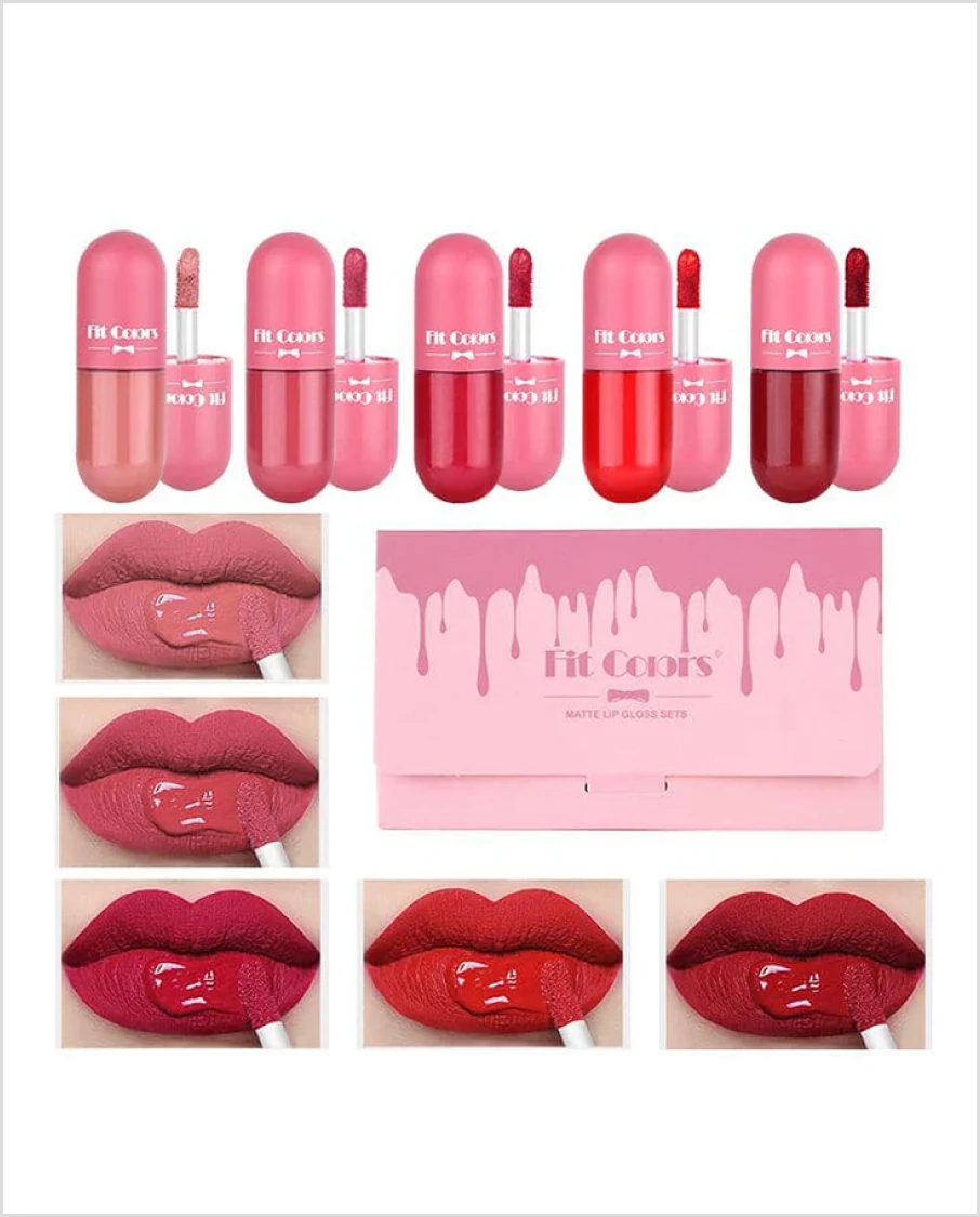 Fit colors matte lip gloss set of 5 pcs